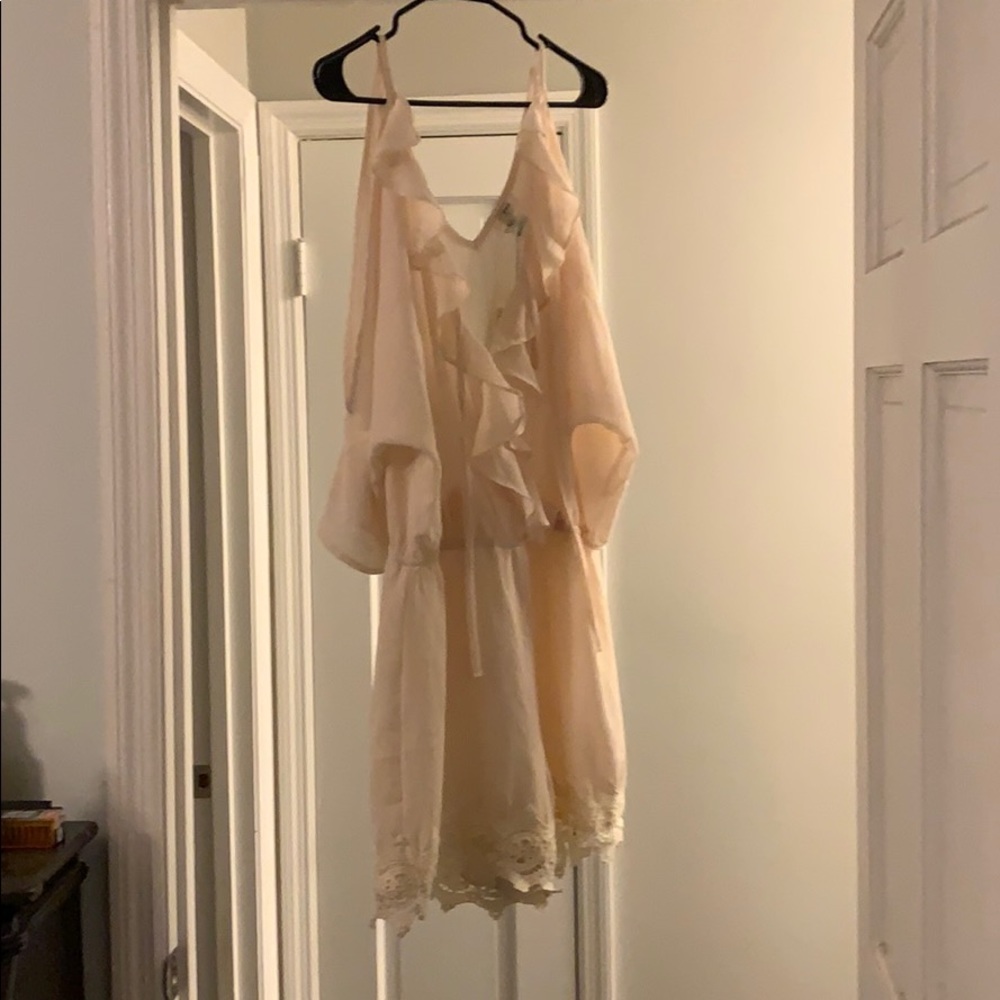 Cream cold shoulder romper